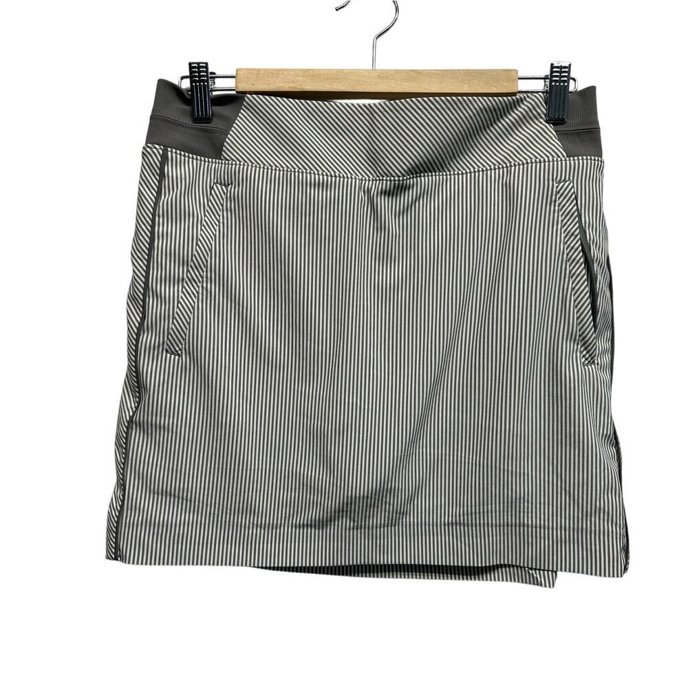 Athleta Women Skort Gray Striped Size 8 Pockets‎ Pickleball Tennis Athleisure